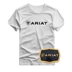 camiseta ariat algodão premium varias cores  + fivela ariat preto com dourado laçamento rodeio