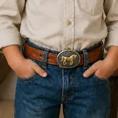 Cinto Country Infantil Unissex café preto caramelo Rodeio Peão Cowgirl infantil Lindo promoção