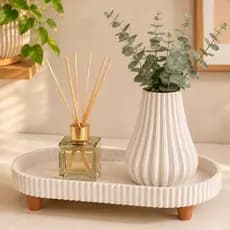 Kit Bandeja Decorativa com Vaso Minimalista 3D para Banheiro Lavabo Organizador Porta Perfume Decoração