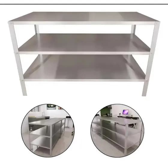Mesa Inox Bancada 3 Prateleiras Inoxidavel Cozinha Robusta