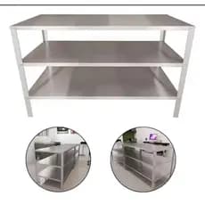 Mesa Inox Bancada 3 Prateleiras Inoxidavel Cozinha Robusta