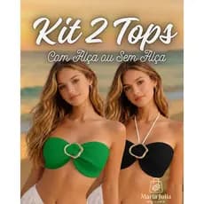 Kit 2 Top Cropped Feminino Tricot Amarração Nas Costas Pode Usar Com ou Sem Alça Tricô Moda Verão
