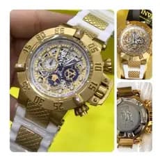 Relógio Invicta 18528 Subaqua Skeleton Noma 3 Iii Branco Gold 18K