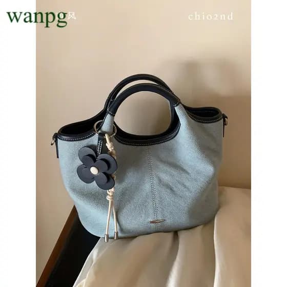 Estilo Sul Chio2nd Jingyu [Bolsa] Senhoras 2026 Novo Estilo Denim Azul Commuter Ombro Portátil [Bolsa Cruzada]