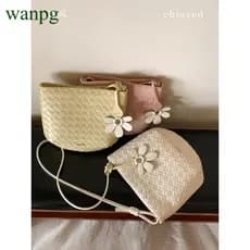 Estilo Sul Chio2nd Chio2nd [Tote Bag] Feminino 2026 Novo Estilo Verão Praia Tecido Bolsa Ombro [Bolsa Crossbody]