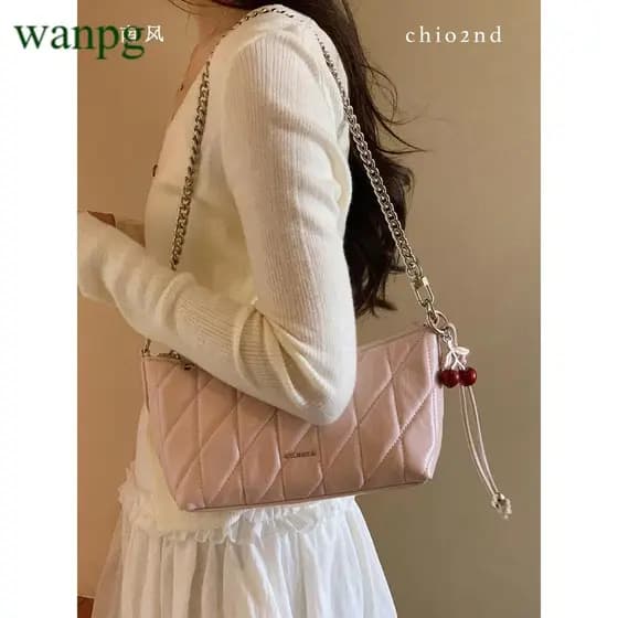 Estilo Sul Chio2nd Ouvindo a Lan Underarm Bag Senhoras 2026 Novo Estilo Rosa Commuter Bag Corrente de Ombro [Bolsa Cross