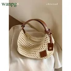 Estilo sul Chio2nd estilo sazonal [sacola] feminino verão portátil tecido saco de palha praia ombro [bolsa Crossbody]