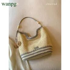 South Wind Chio2nd Midsummer Landao [Tote Bag] Feminino verão preguiçoso suave tecido bolsa de ombro axila