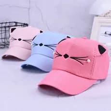 Boné de Beisebol Infantil com Bordado de Gato, Estilo Coreano, Respirável, para Uso Externo