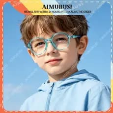 (AIMURUSI) Nova Chegada De Silicone TR90 Infantil Óculos Bloqueadores De Luz Azul Unissex PC Segurança Lentes À Prova De