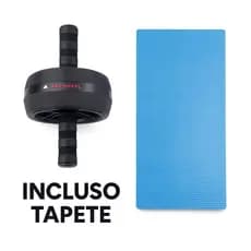 Roda Rolo Abdominal Larga Fitness Reforçada + Tapete Core Profissional Abdômen e Academia Ab wheel