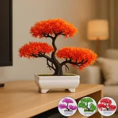 Árvore Bonsai Com Vaso Planta Artificial Para Sala Decorações Pinho Japonês Natural Barba de Dragão