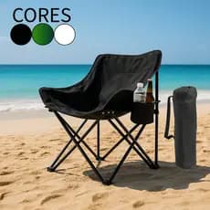Cadeira Portátil Dobrável De Aço + Bolsa de Transporte Para Pesca, Camping e Praia 150kg
