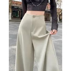 Culottes de chão reto casuais com aparência mais fina e solta de cintura alta