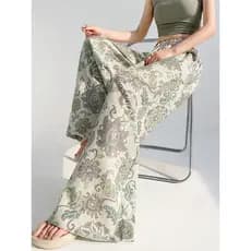 Novo estilo chinês estilo chinês impresso calças de perna larga feminino verão estilo fino 2026 novo estilo cintura alta