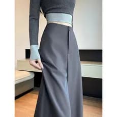 High-End cinza terno calças de perna larga feminina primavera outono 2026 novo estilo cintura alta solto mais magro olha