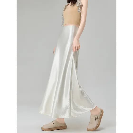 Saia rabo de peixe Off-White feminina primavera verão high-End sentimento Hip-embalado saia longa cintura alta acetato c