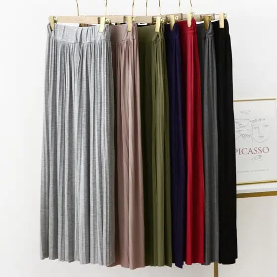 Modal saia de cintura alta feminina verão solto a linha saia estilo fino saia de fundo saia plissada exterior Wear Casua