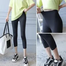 Desgaste exterior de seda gelo preto leggings feminino verão leggings finas Anti-reflexo Modal três pontos calças cortad