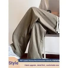 Calças de linho masculinas verão estilo fino 2026 novo estilo Casual gelo seda algodão linho calças soltas em linha reta