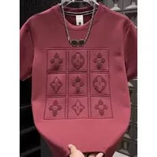 2026 verão novo estilo masculino All-Match indústria pesada carta selo de aço camiseta de manga curta ins Street Wear em