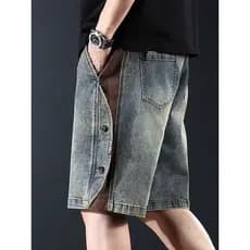 Americano Retro macacão Denim Shorts masculino verão novo estilo respirável solto calças de cinco pontos Street Wear bon