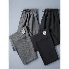 Calças de seda gelo masculinas verão fino calças esportivas casuais calças retas soltas calças compridas masculinas esti
