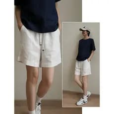 9 pçs Shorts femininos de linho completo Commuter Casual All-Match calças médias em linha reta mais magro olhar cinco po