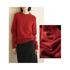 Ano novo vermelho senhoras lã cheia pulôver camisola fio duplo 26 acenando fio em torno do pescoço solto topo estilo inv
