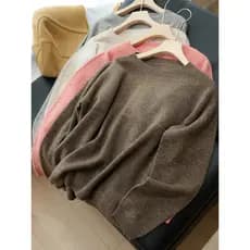 Sem reabastecimento ponto fio senhoras em torno do pescoço camisola de manga comprida camisola de malha outono inverno r