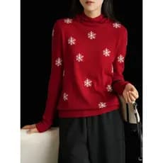 Sem reabastecimento ano novo vermelho camisola com capuz feminino 36 camisola de caxemira de fio duplo Casual médio gran