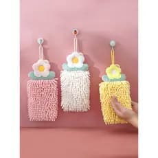 Toalha de mão de Chenille pendurável, toalha de cozinha espessada absorvente de secagem rápida para banheiro, desenho an