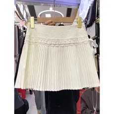 Tamanho grande Design francês saia de renda feminina primavera cintura alta A linha saia curta branca Ballet saia plissa