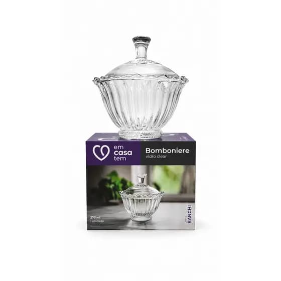 Bomboniere de Vidro com Tampa 270ml Porta Doces Cristal Decorativa Elegante