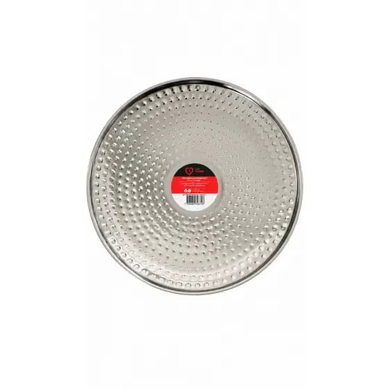 Prato de Bolo Martelado Inox 29cm Redondo | Bandeja para Servir Bolos, Tortas e Doces | Design Elegante e Resistente