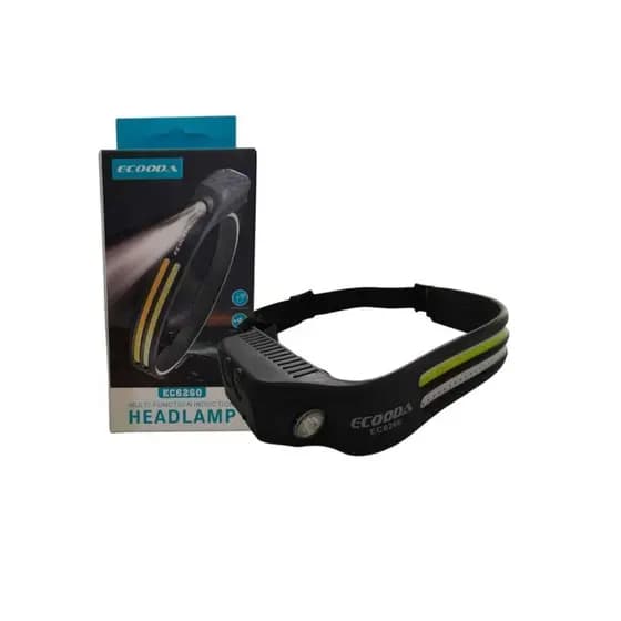 Lanterna de Cabeça Recarregável LED COB com Sensor de Movimento 270° USB Tipo-C Alta Potência
