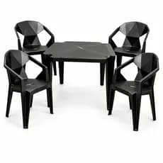 Kit 1 Mesa Quadrada Com 4 Poltronas Diamond