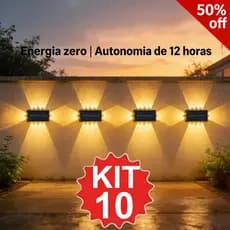Até 10 Arandela de Parede Externa Solar, Ligar/Desligar Automático, Duração de 12h, à Prova d'Água, Luz Quente para Muro