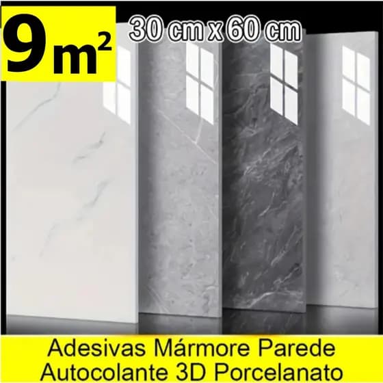 Até 9m² Placa Adesiva Autocolante Mármore Parede 60x30cm Lavável e Resistente ao Calor para Quarto Sala Cozinha Banheiro