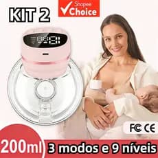 Bomba de Tira-Leite Materno Elétrica Recarregável Versão de Mão/Mãos Livres 3 Modos e 9 Intensidades Silenciosa Indolor