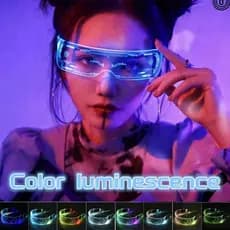 Óculos de LED Cyberpunk Piscante de Sete Cores Alimentadas por Bateria 2 Versões para Festa e Balada