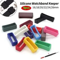 Conjunto de 4 peças de anéis de fixação para pulseira de relógio de silicone 16mm 18mm 20mm 22mm 24mm 26mm coloridos e i