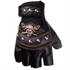 Luvas de Meio Dedo Adequadas para Acessórios de Estilo Punk de Motocicleta, Luvas de Motocicleta Sem Dedos em Couro PU c