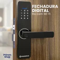 Fechadura Digital Eletrônica Primebras Rio Wi-fi Integrado Black Piano