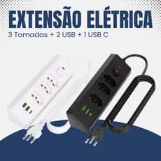 Extensão Coibeu 3 Tomadas Bivolt 1,8m Com Usb E Usb-c 20A
