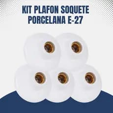 Kit 5 Plafon E27 com Bocal de Porcelana – Sobrepor Branco com Parafusos 100w