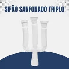 Sifão Sanfonado Triplo Universal Para Pias/Tanques e Lavatórios