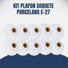 Kit 10 Plafon E27 com Bocal de Porcelana – Sobrepor Branco com Parafusos 100w
