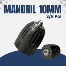 Mandril 10mm Manual De Aperto Rápido Rosca 3/8 Para Furadeira Manual e Parafusadeira a Bateria