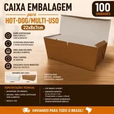 Caixa Embalagem para Hot-Dog/Multi-uso (22x8x7cm)